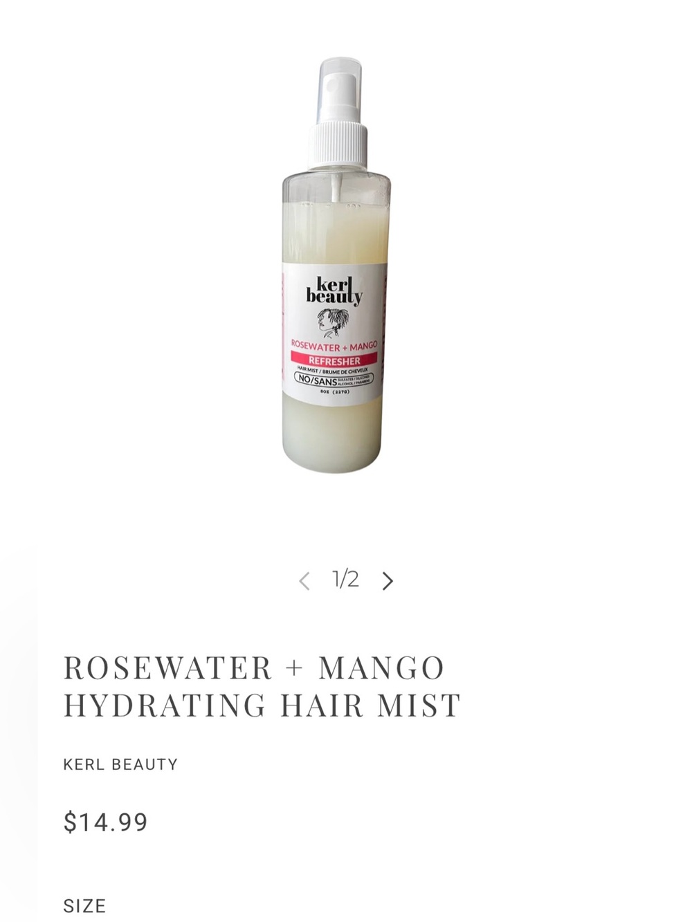 Kerl Beauty Rosewater + Mango Hydrating Hair Mist